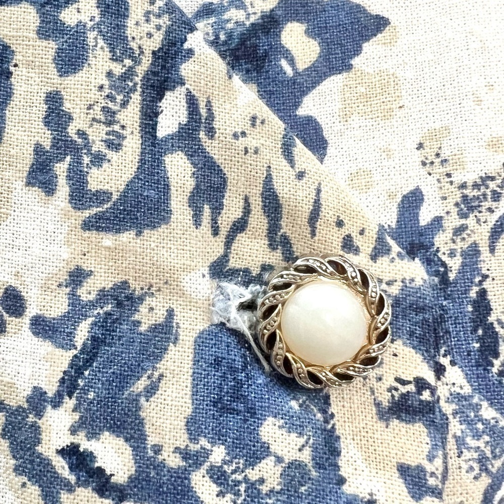 Vintage 80s 90s beige tan blue floral button front short sleeve maxi dress - Picture 8 of 10